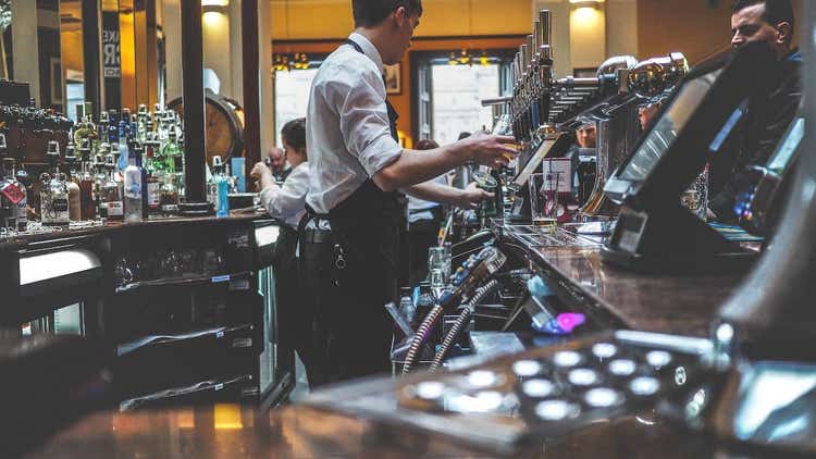 Bartenders serving drinks