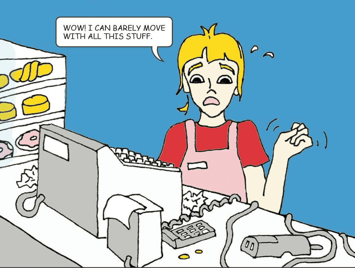 Cartoon of messy countertop