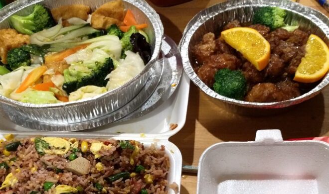 Food in takeout containers