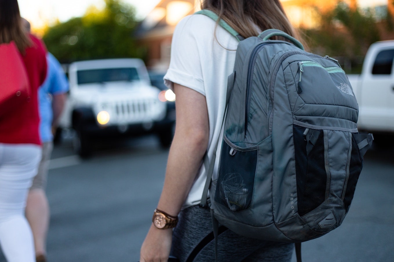 Kid wearing backpack