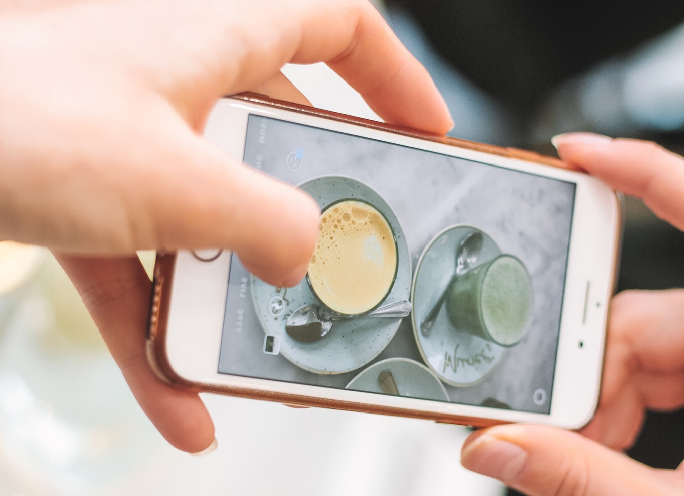 Taking picture of coffee cups