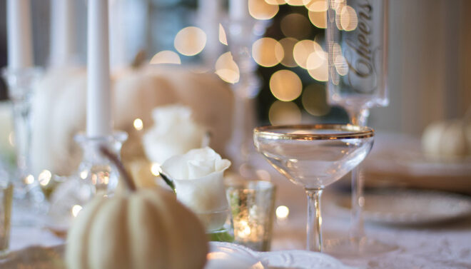 A holiday table set