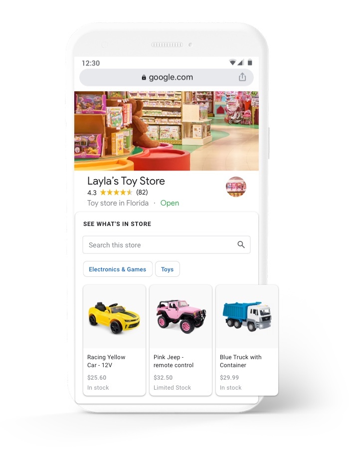 Layla's Toy Store Google Business Profile on mobile
