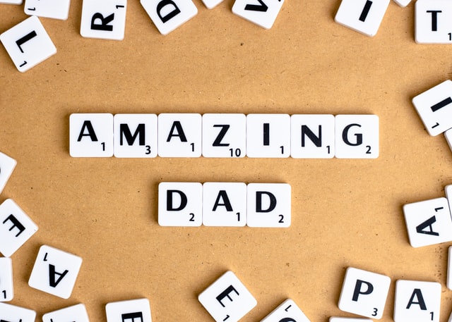 Amazing Dad spelled in Scrabble tiles