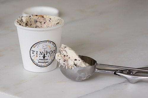 Tin Pot Creamery — cookie monster ice cream