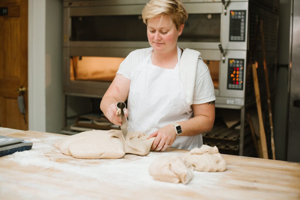 Erin Ellis cutting dough