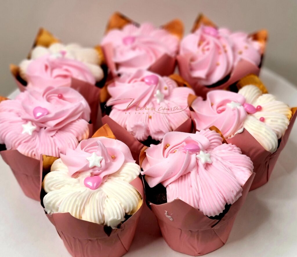 Pink and white cupcakes from Neron Cakes