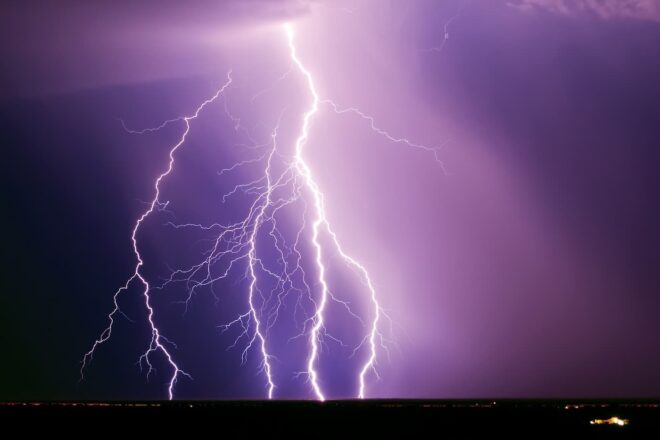 Purple lightning strike