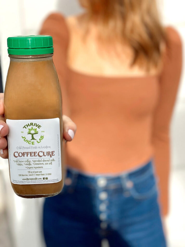 Cold brew coffee bottle from Thrive Juice Lab