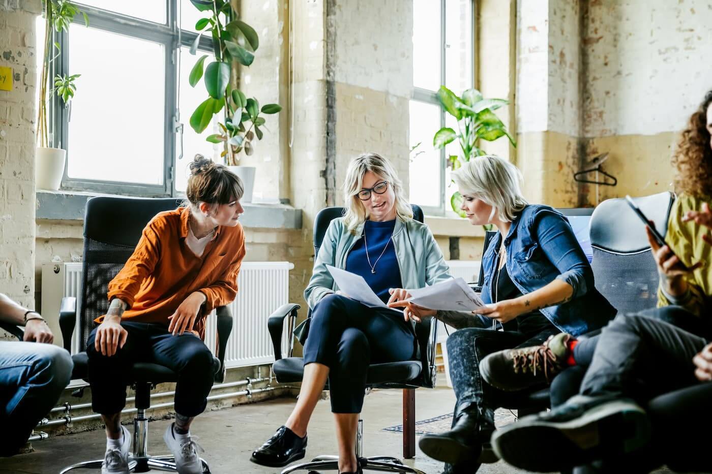 Three women in a planning meeting