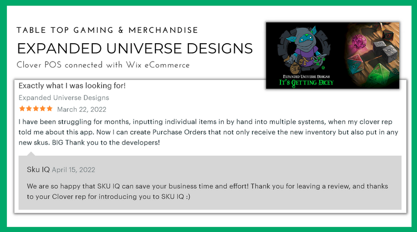 Expanded Universe Design testimonial: No more manual entries