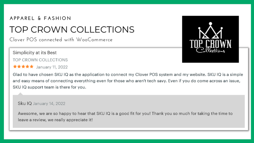 Top Crown Collections testimonial: Simple to use for those who aren’t tech savvy