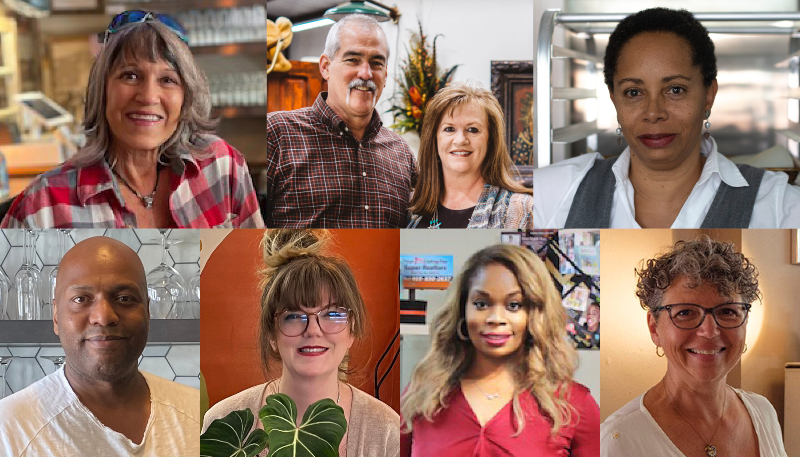 Collage of Clover merchants who use gift cards to build business