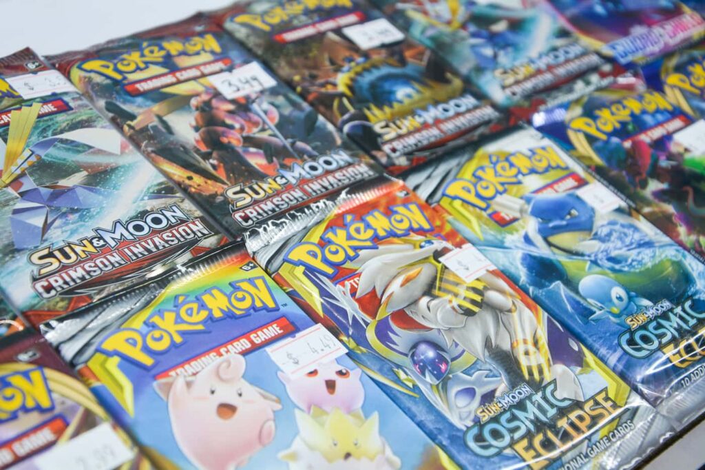 Group of Pokemon trading card packages