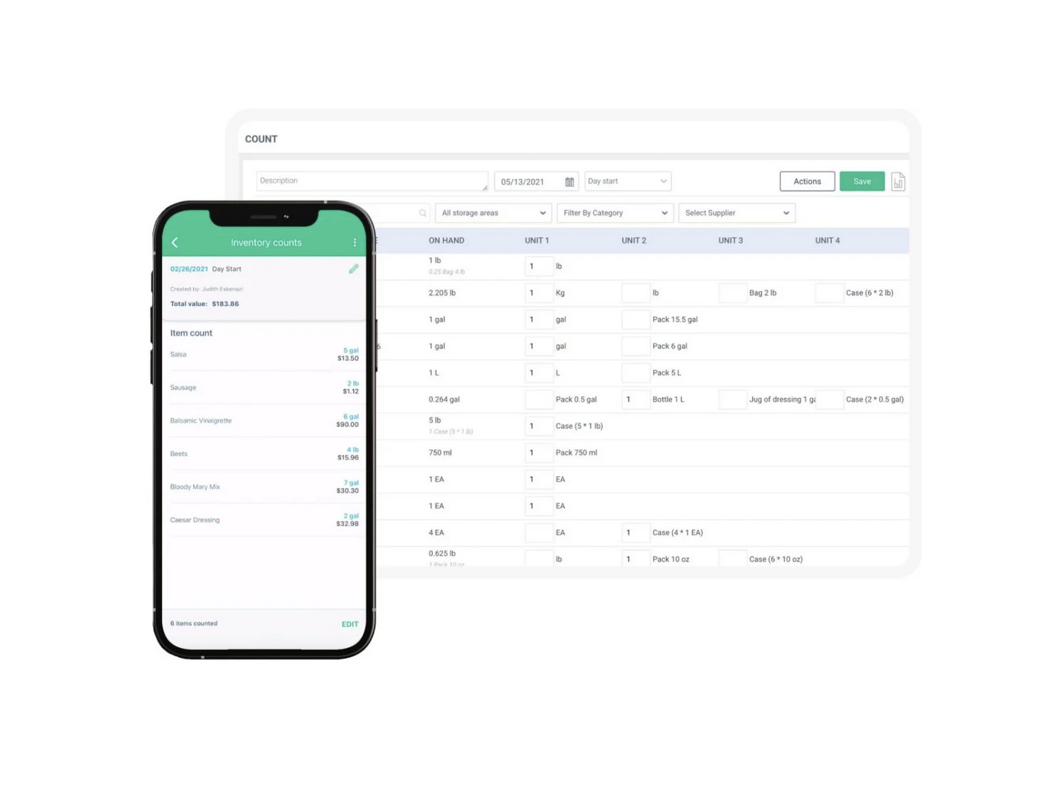 marketman interface with mobile view