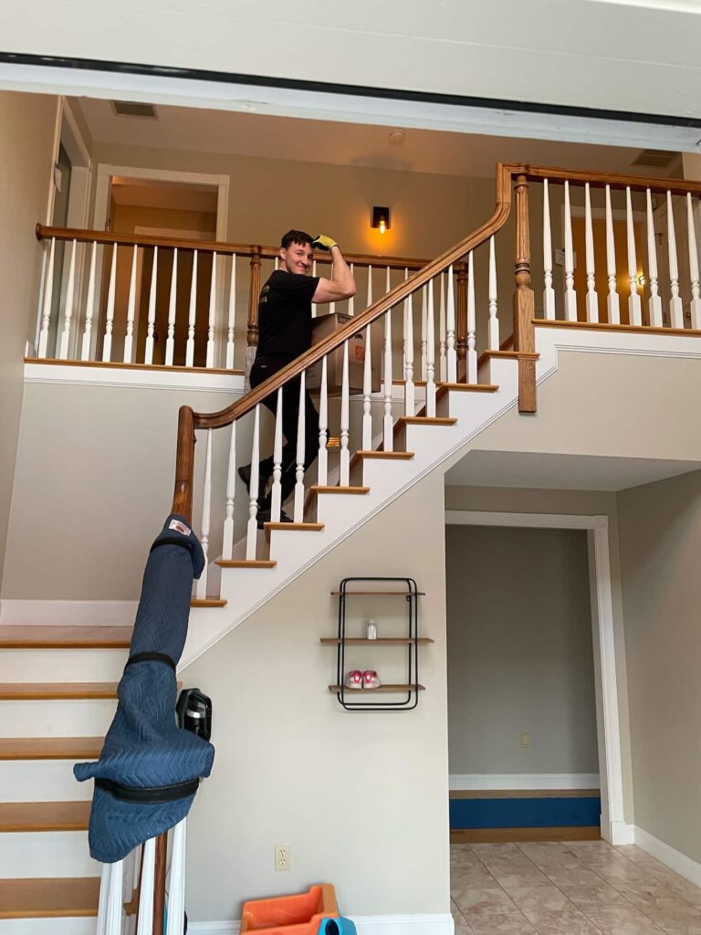 Mover flexing on a staircase