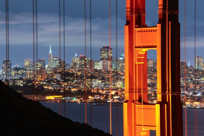 Golden Gate Bridge and city scape