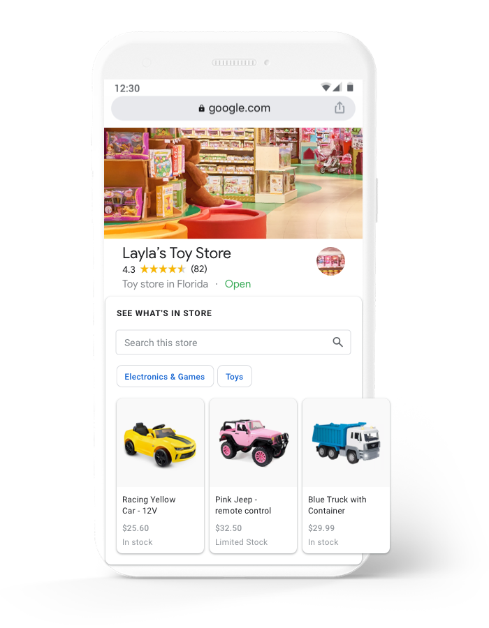 Layla's Toy Store Google Business Profile on mobile