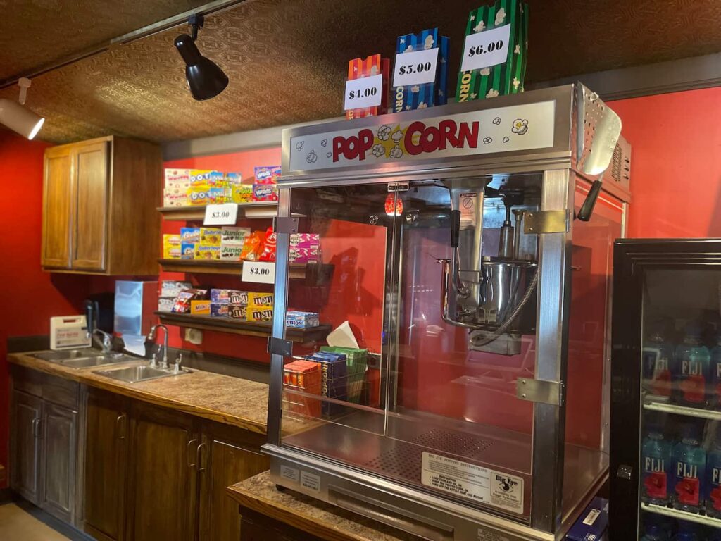 Concession stand with popcorn machine