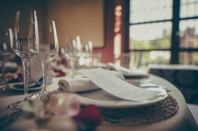Place setting with catering menu