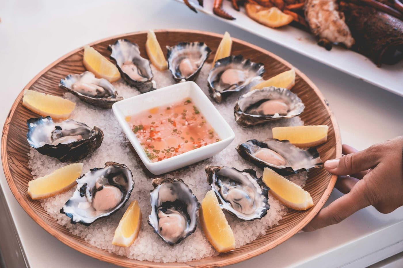Oysters on a serving platter