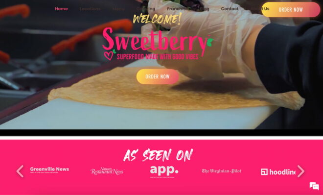 Sweetberry Bowl's website homepage