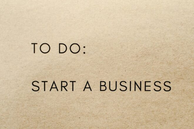 A piece of paper with to do: start a business typed on it